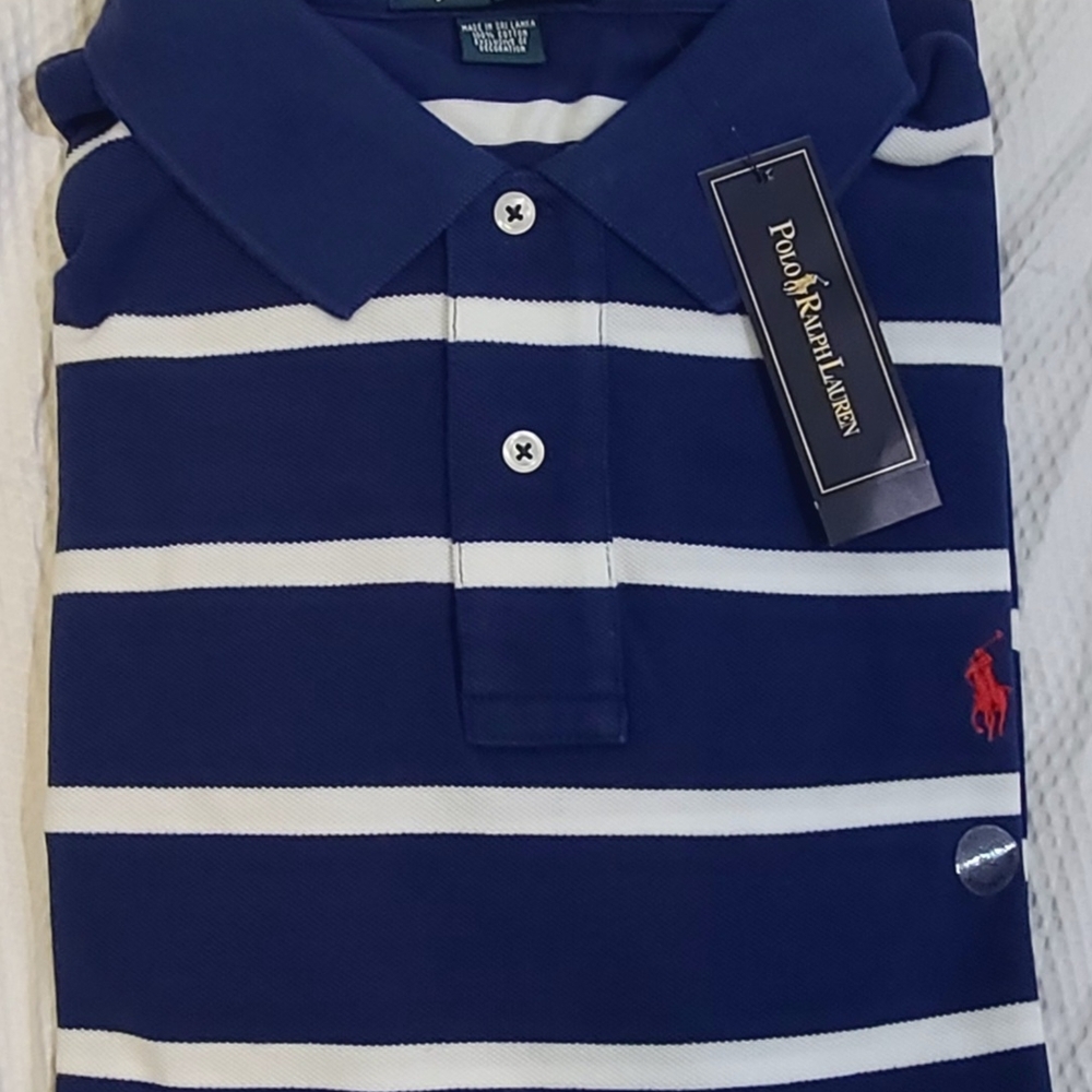 Polo by Ralph Lauren Mens Blue and White Striped Polo Shirt XL - Picture 4 of 5